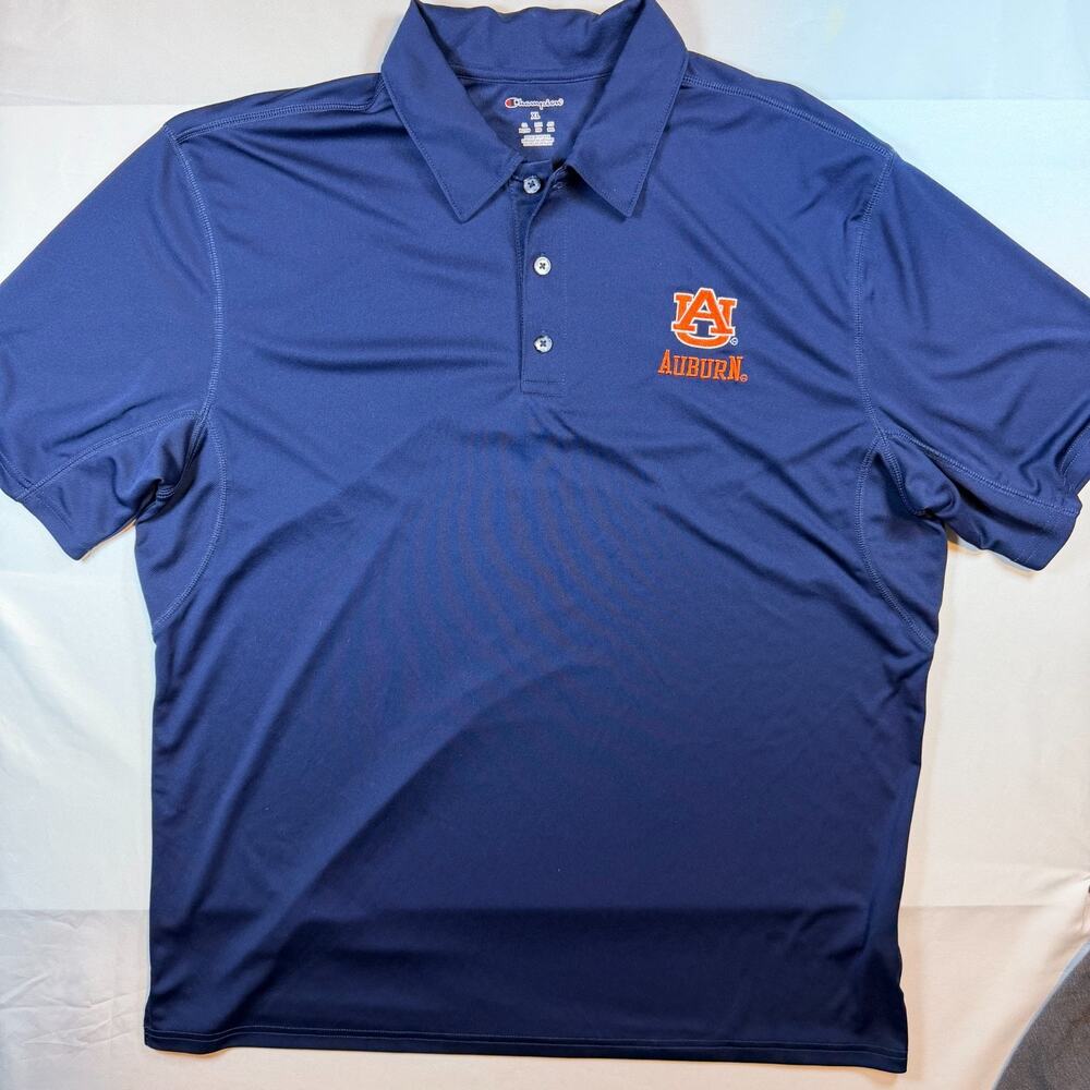 Auburn Tigers Shirt Mens XL Blue Polo Champion Performance Short Sleeve